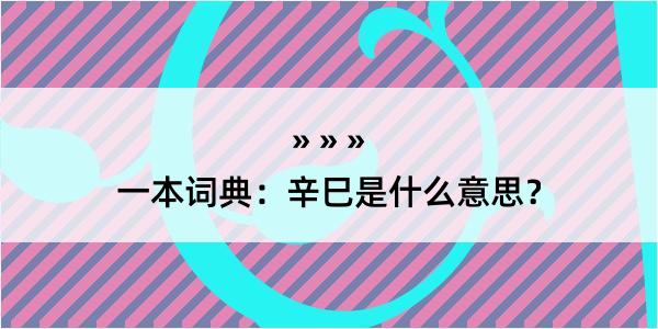 一本词典：辛巳是什么意思？