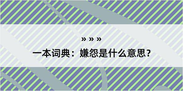 一本词典：嫌怨是什么意思？