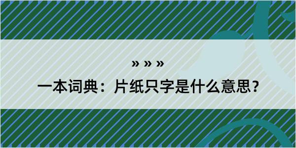 一本词典：片纸只字是什么意思？