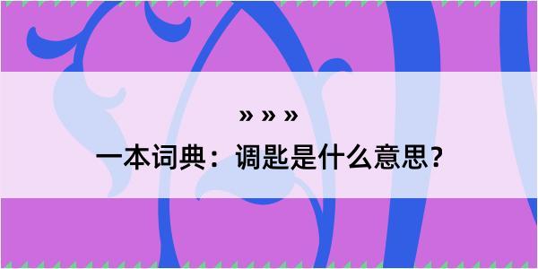 一本词典：调匙是什么意思？