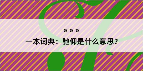 一本词典：驰仰是什么意思？