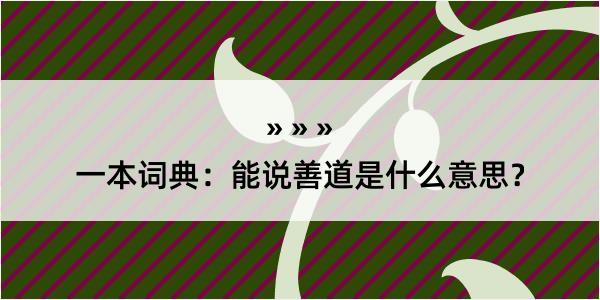 一本词典：能说善道是什么意思？