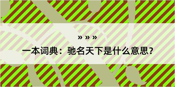 一本词典：驰名天下是什么意思？