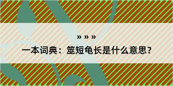 一本词典：筮短龟长是什么意思？