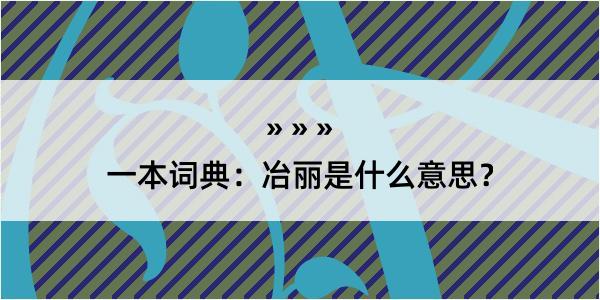 一本词典：冶丽是什么意思？