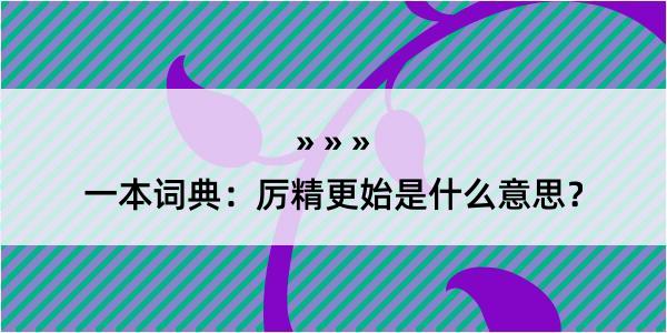 一本词典：厉精更始是什么意思？