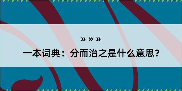 一本词典：分而治之是什么意思？