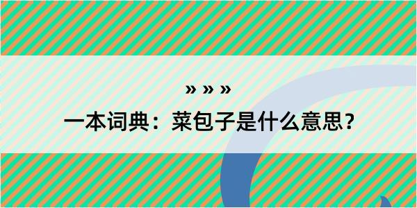 一本词典：菜包子是什么意思？