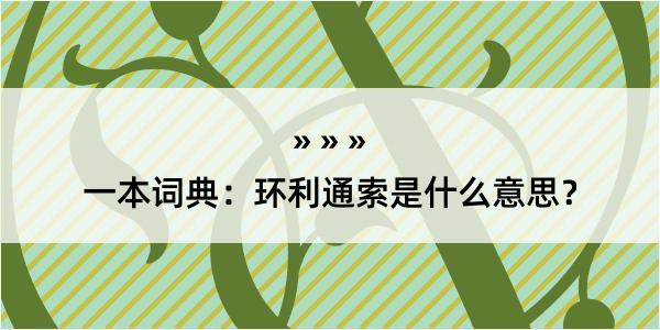 一本词典：环利通索是什么意思？