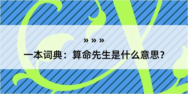 一本词典：算命先生是什么意思？