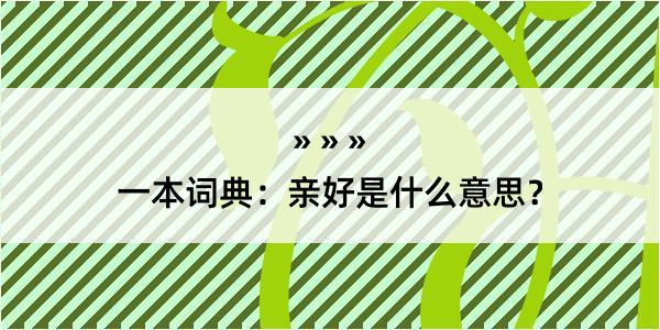 一本词典：亲好是什么意思？