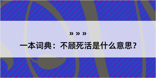 一本词典：不顾死活是什么意思？