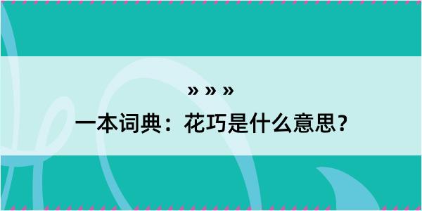 一本词典：花巧是什么意思？