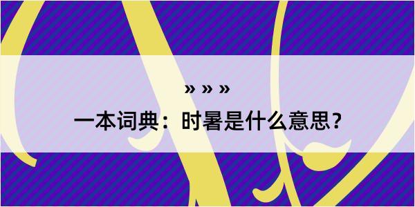 一本词典：时暑是什么意思？