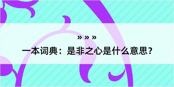 一本词典：是非之心是什么意思？