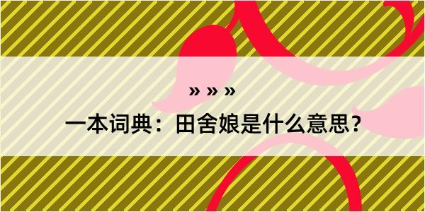 一本词典：田舍娘是什么意思？