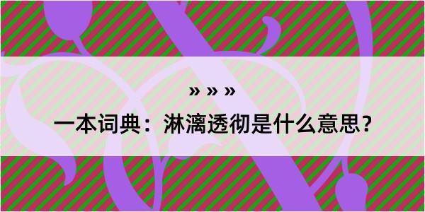 一本词典：淋漓透彻是什么意思？