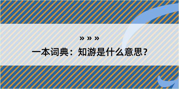 一本词典：知游是什么意思？