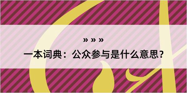 一本词典：公众参与是什么意思？