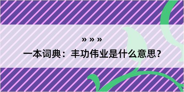 一本词典：丰功伟业是什么意思？