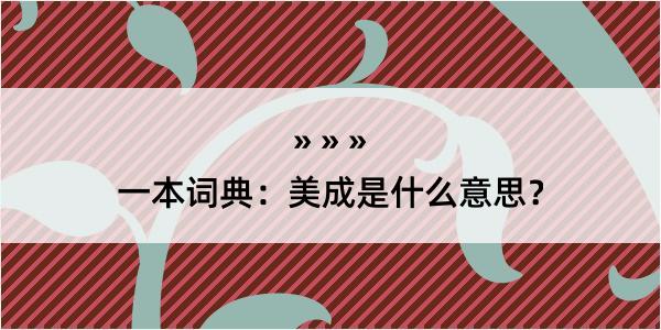 一本词典：美成是什么意思？