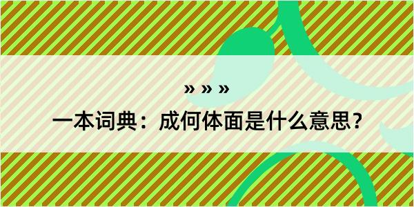 一本词典：成何体面是什么意思？