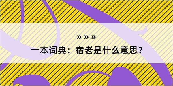 一本词典：宿老是什么意思？