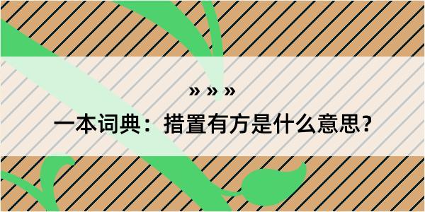 一本词典：措置有方是什么意思？