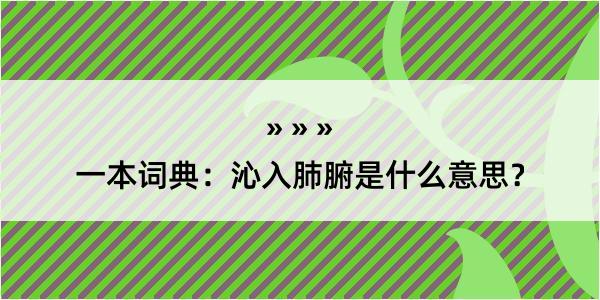 一本词典：沁入肺腑是什么意思？