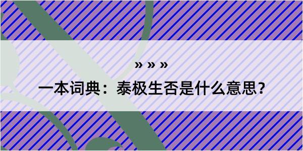 一本词典：泰极生否是什么意思？