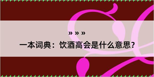 一本词典：饮酒高会是什么意思？