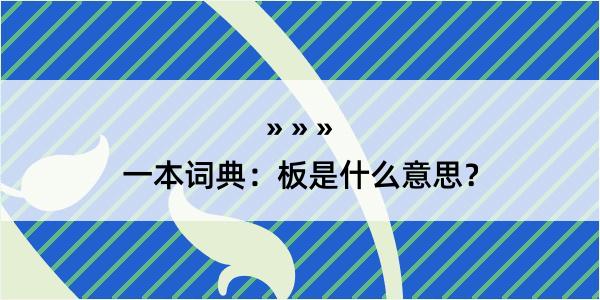 一本词典：板是什么意思？