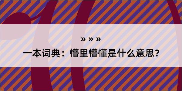 一本词典：懵里懵懂是什么意思？