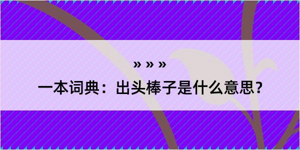 一本词典：出头棒子是什么意思？