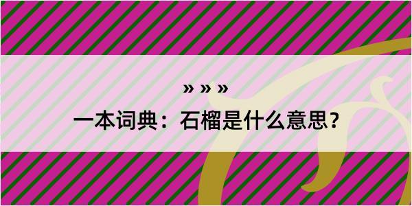 一本词典：石榴是什么意思？