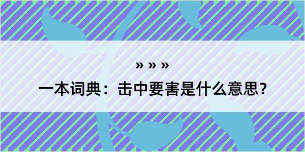 一本词典：击中要害是什么意思？