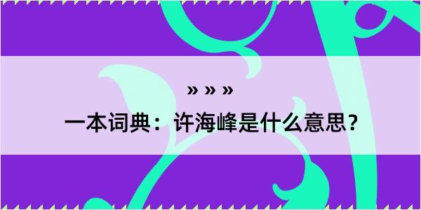 一本词典：许海峰是什么意思？