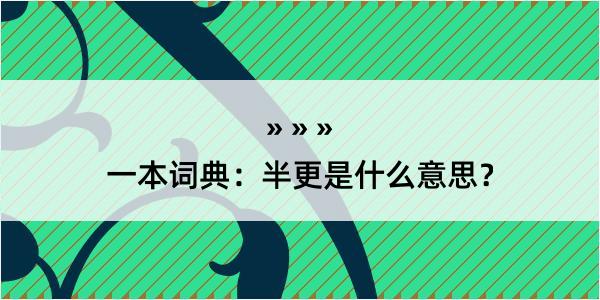 一本词典：半更是什么意思？