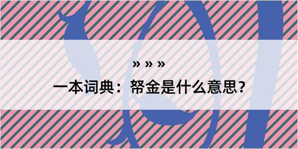 一本词典：帑金是什么意思？