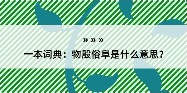 一本词典：物殷俗阜是什么意思？