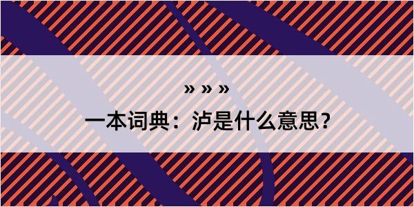 一本词典：泸是什么意思？