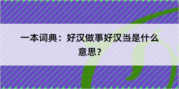 一本词典：好汉做事好汉当是什么意思？