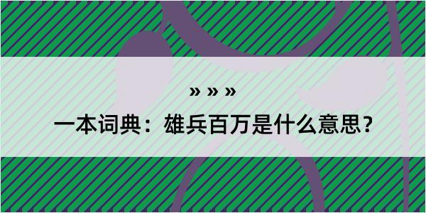 一本词典：雄兵百万是什么意思？