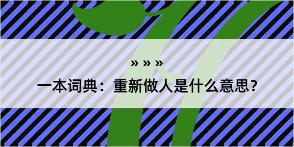 一本词典：重新做人是什么意思？