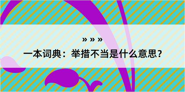 一本词典：举措不当是什么意思？