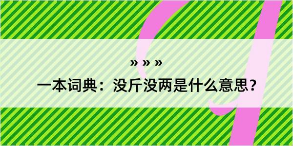 一本词典：没斤没两是什么意思？