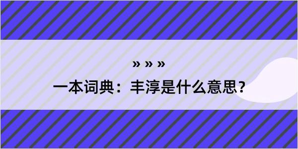 一本词典：丰淳是什么意思？