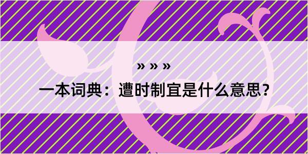 一本词典：遭时制宜是什么意思？