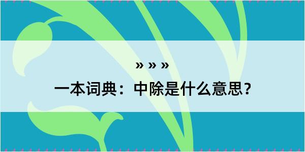 一本词典：中除是什么意思？