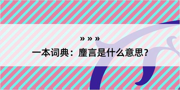 一本词典：麈言是什么意思？